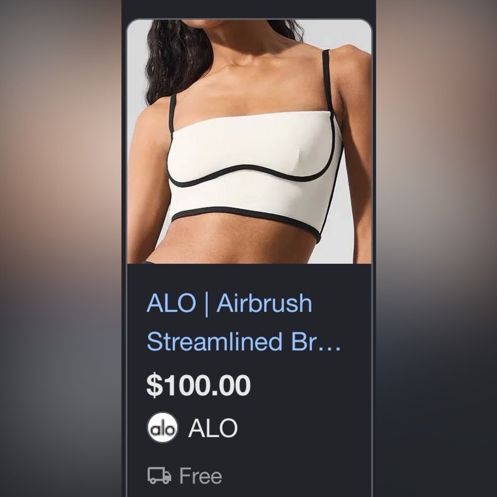 ALO Yoga White Bralette with Black Trim